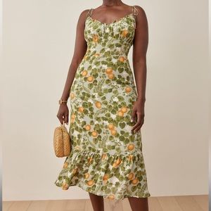 Reformation Embry dress in Orange Grove